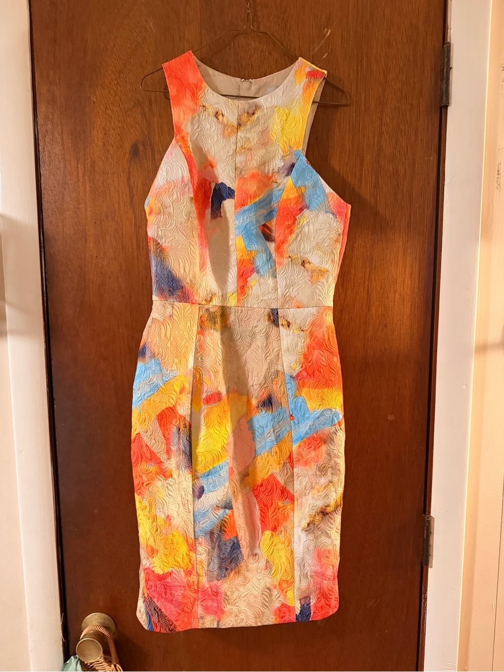 H&M Floral Jacquard Dress in Yellow, Coral and Cream